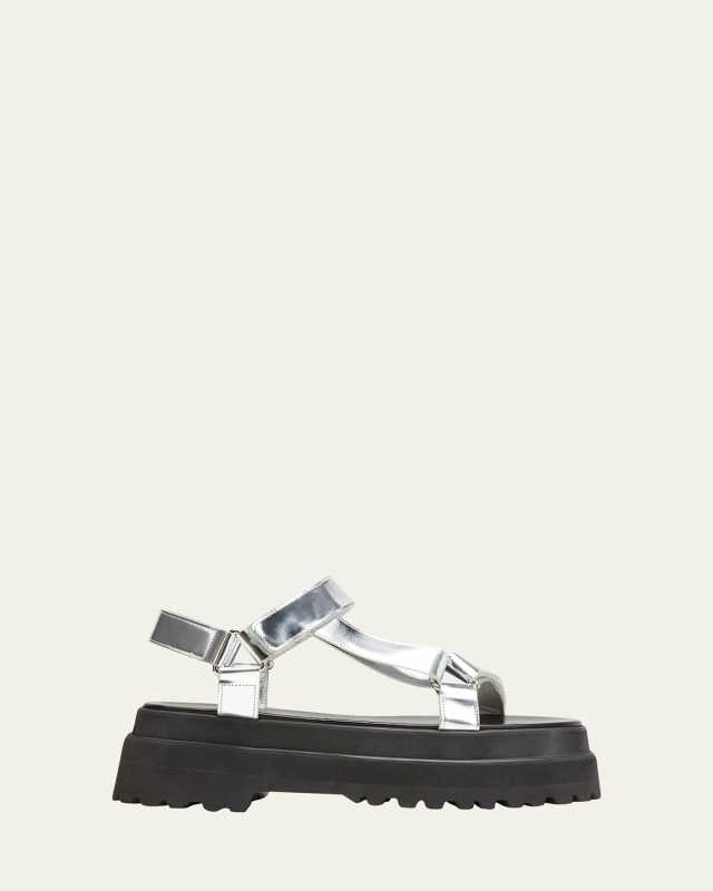 Calfskin T-Strap Sporty Sandals
